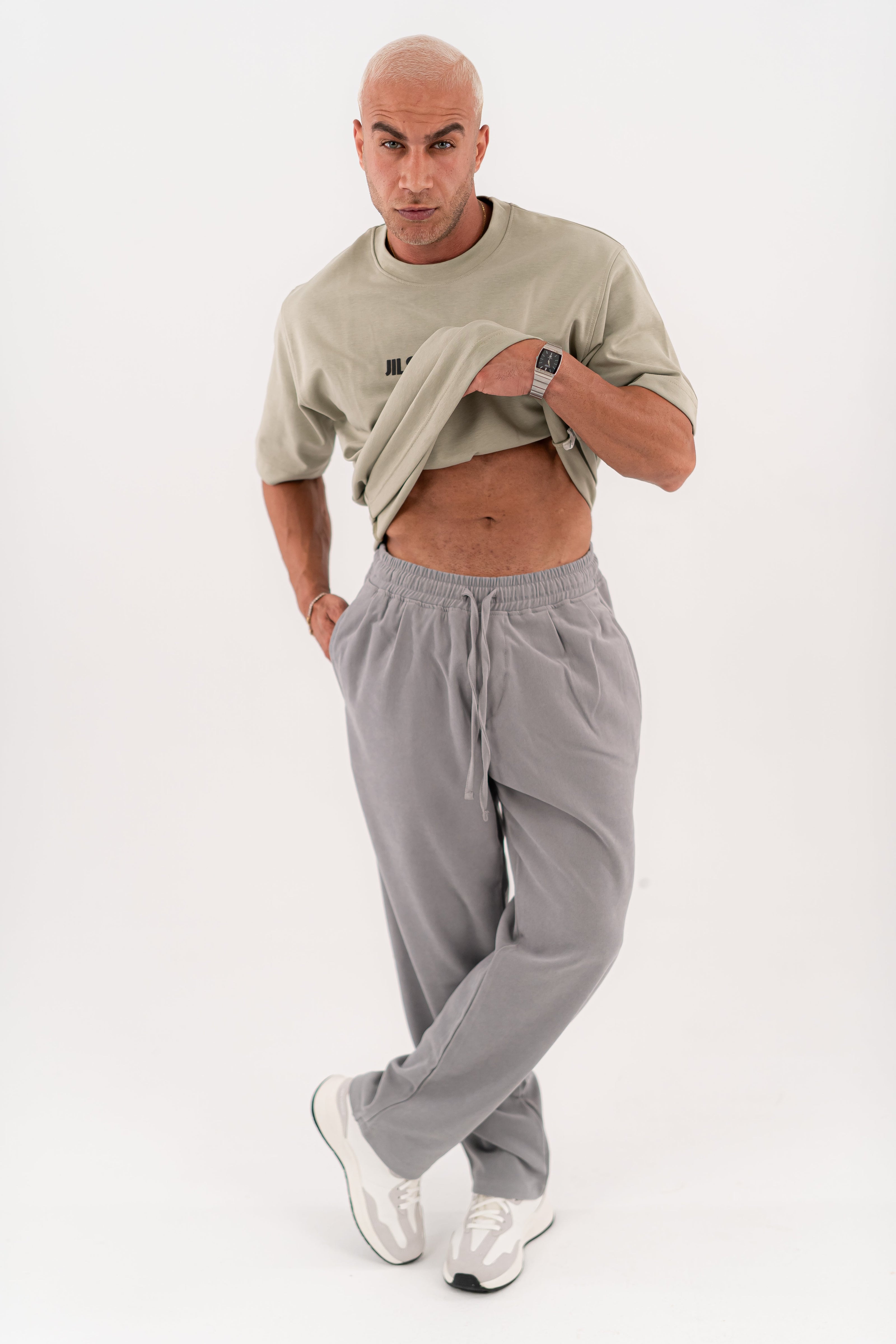 Velour Touch Pants - Light Gray